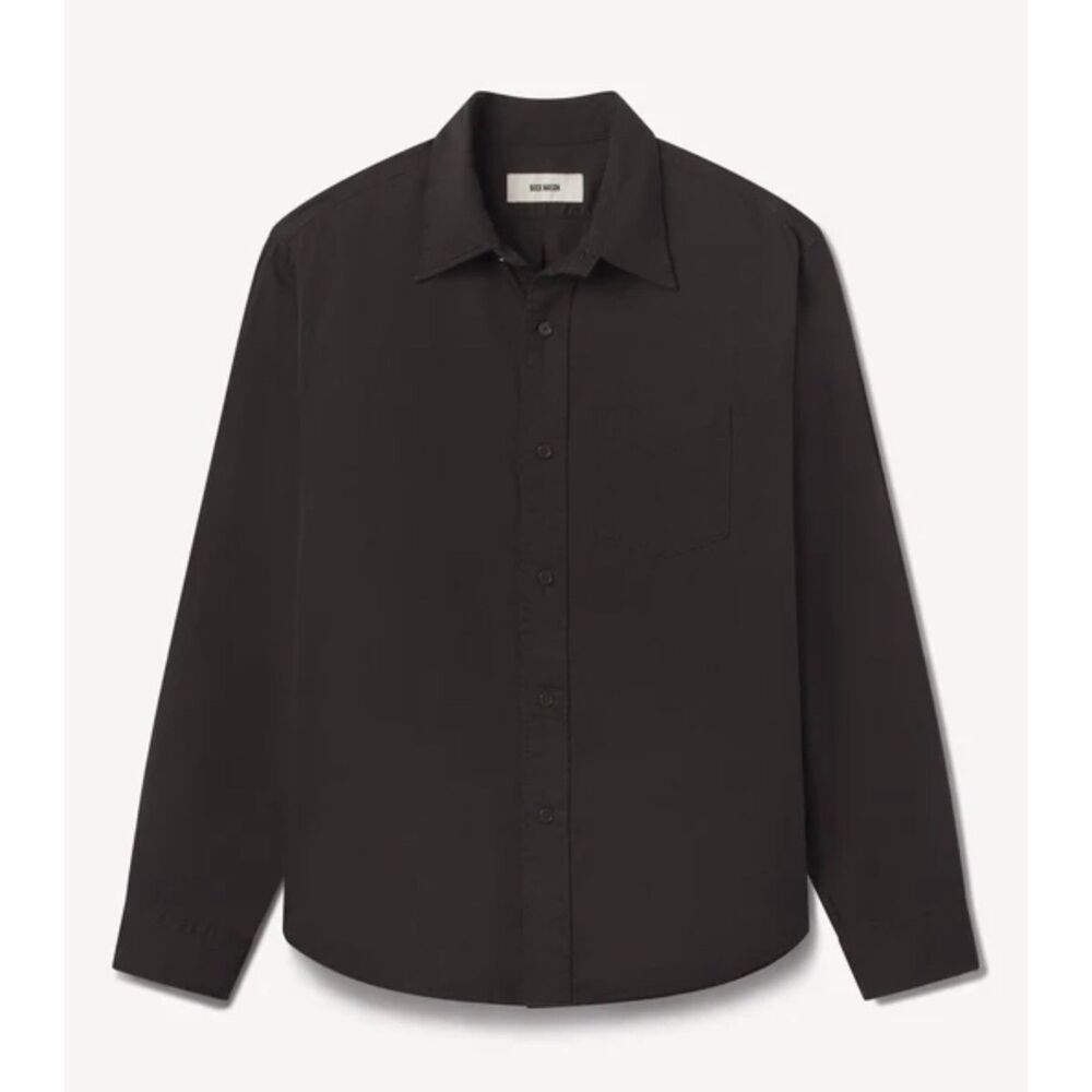 Buck Mason Gray Long Sleeve rayon & cotton medium shirt Draped Twill One Pocket